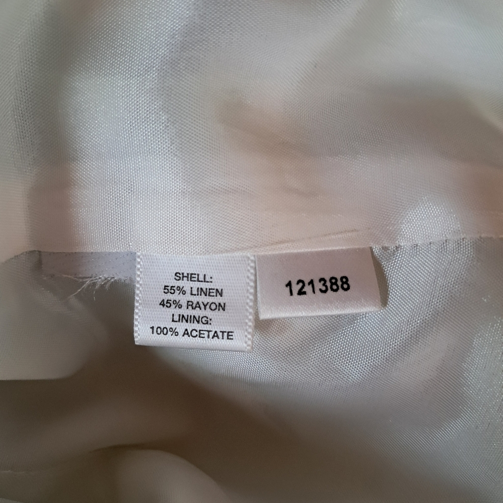 LOFT Green & White Floral Cropped 3/4 Sleeve Linen Blend Blazer Size 0 - Picture 5 of 6